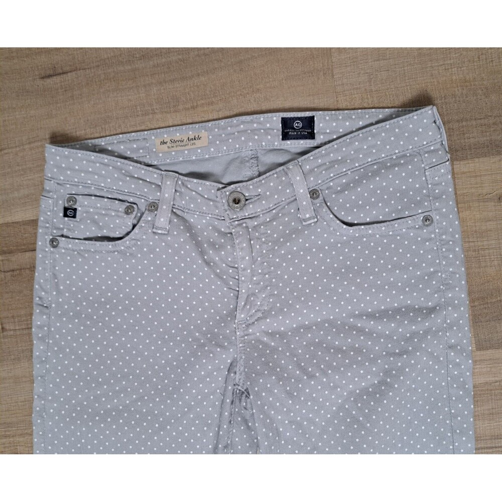 AG Adriano Goldschmied Gray The Stevie Polka Dot Slim Straight Leg Jeans Size 27 - Picture 7 of 13